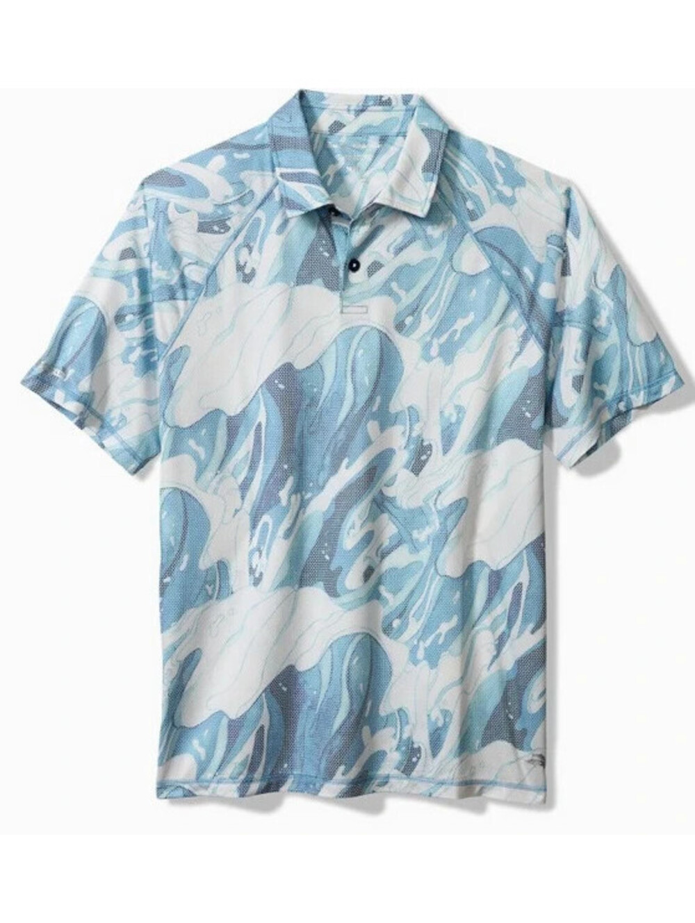 Tommy Bahama Island Zone Rising Tides Polo Shirt Men 2XL Short Sleeve Blue